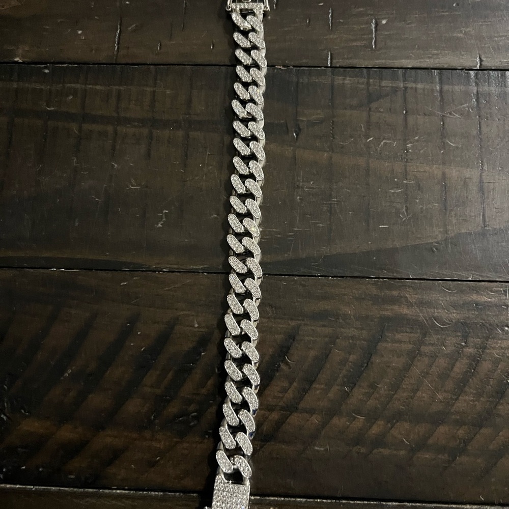 8” Iced Out Cuban Link Bracelet, Stainless Steel